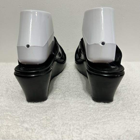 Dansko Ava Black Leather Platform Wedge Sandals - Picture 6 of 13